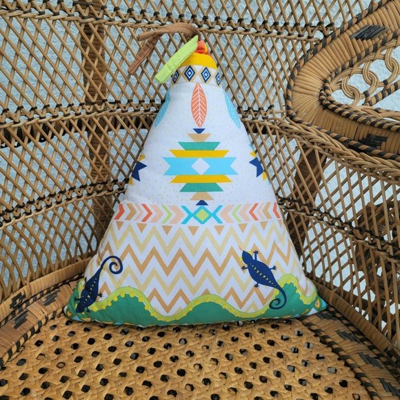 Tribal Triangle Throw Pillow with Lizards - Picture 1 of 5